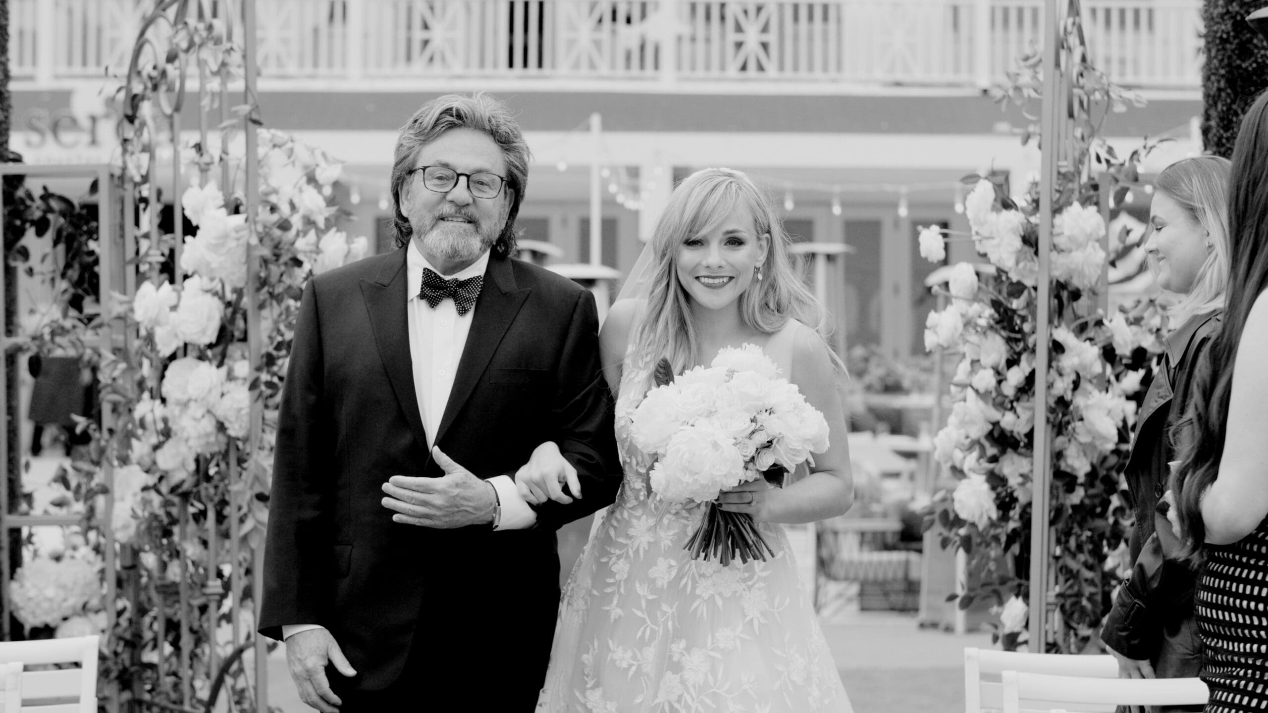 Bride and father at their Hotel del Coronado wedding in San Diego
